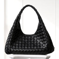 Sonja Woven Tote in Black, front view