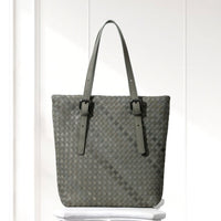 Tove Woven Tote in Green, front view