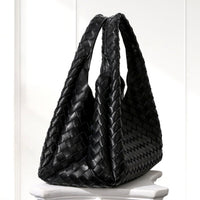 Sonja Woven Tote in Black, side view