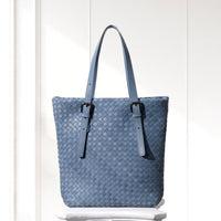 Tove Woven Tote in Haze Blue, front view