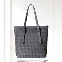 Tove Woven Tote in Dark Gray, front view