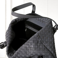 Tove Woven Tote in Dark Gray, interior view