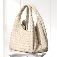 Sonja Woven Tote in Cream, angled view