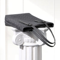 Tove Woven Tote in Dark Gray, laid flat