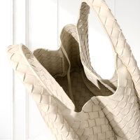Sonja Woven Tote in Cream, interior view