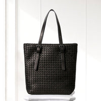 Tove Woven Tote in Black, front view