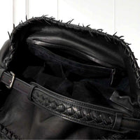Eira Woven Hobo Bag in Black, interior view
