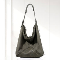 Eira Woven Hobo Bag in Olive, front view