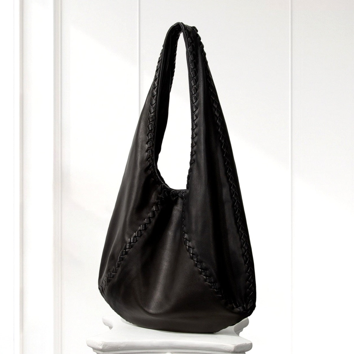 Kaja Hobo Bag in Black, angled view