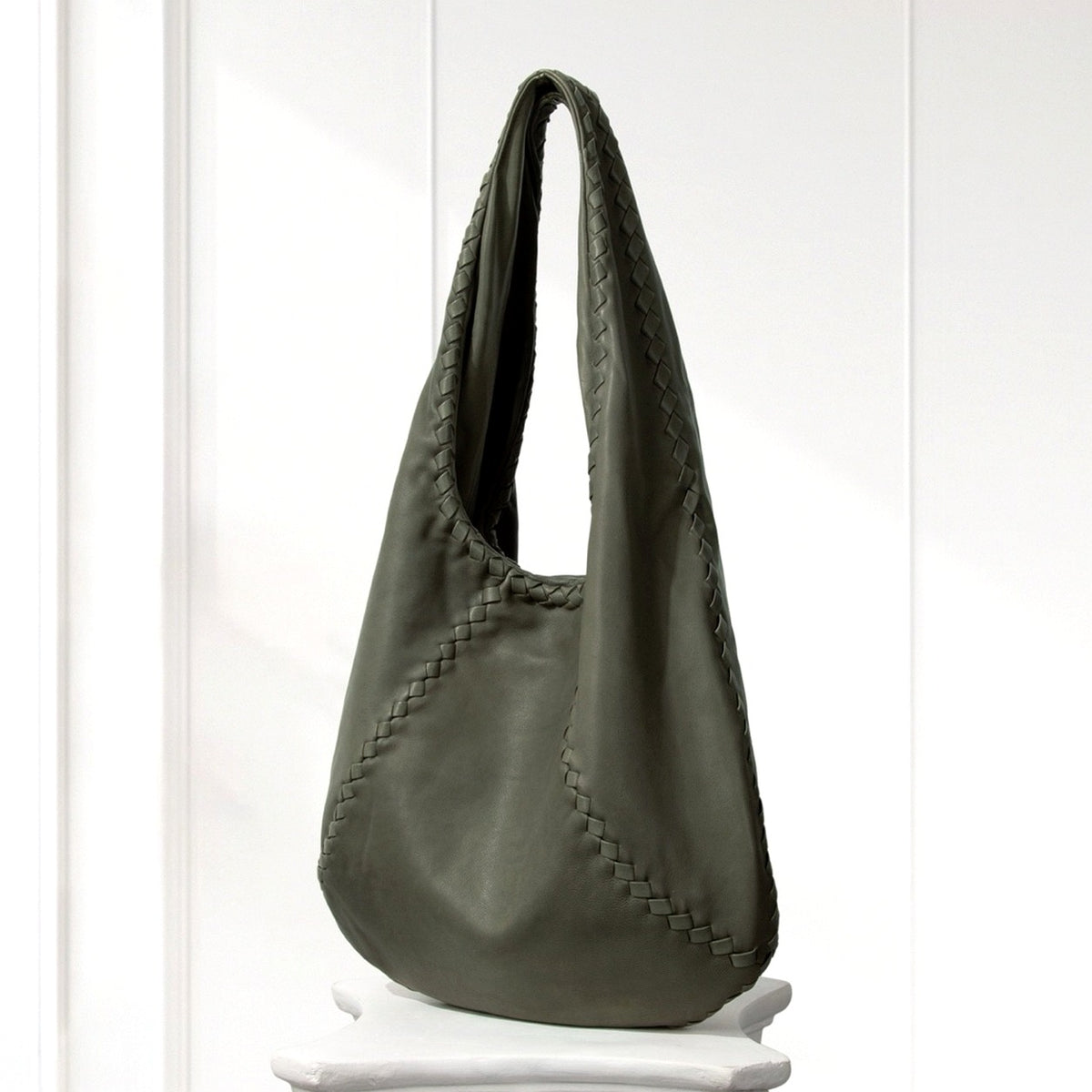 Kaja Hobo Bag in Olive, angled view