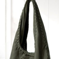 Kaja Hobo Bag in Olive, leather detail