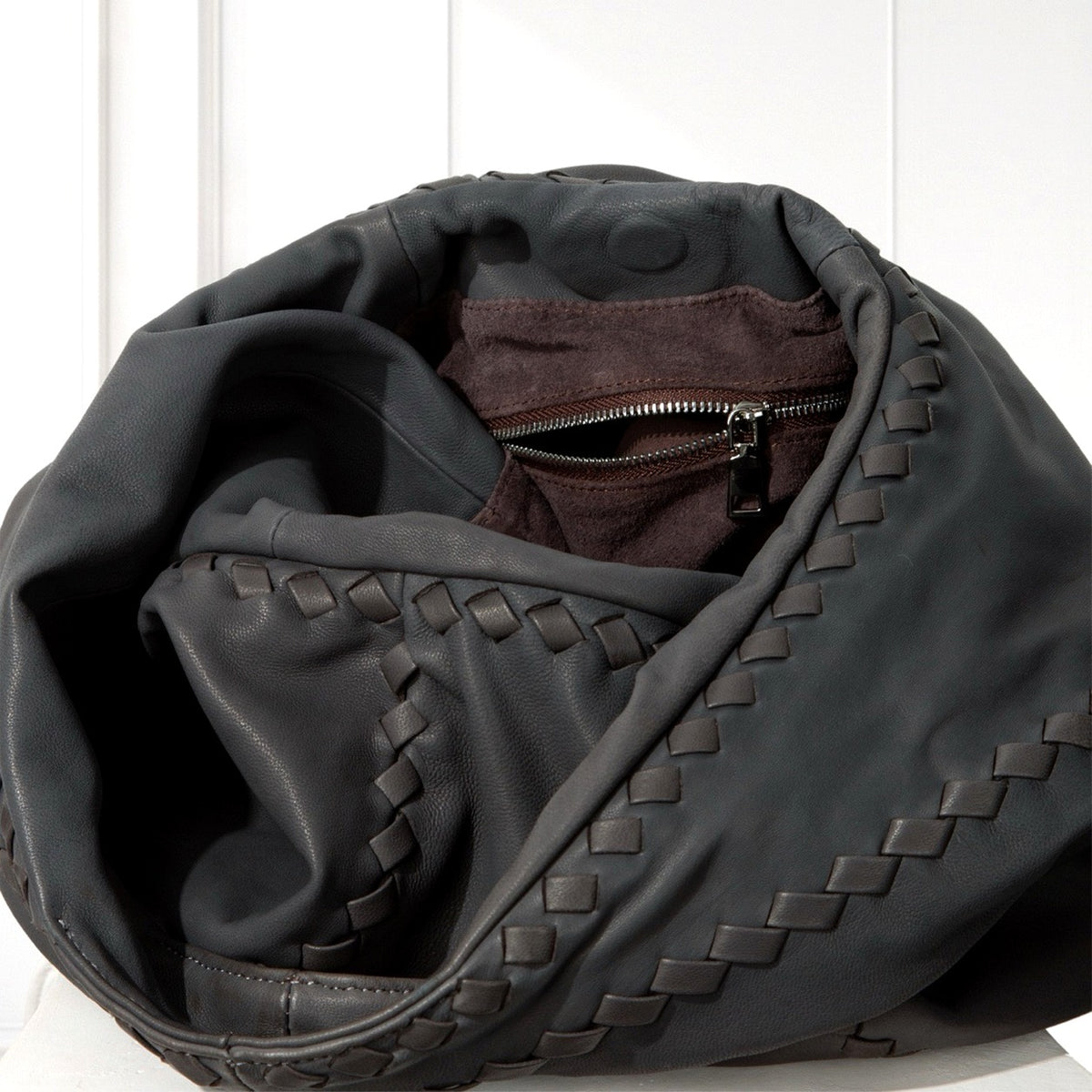 Kaja Hobo Bag in Dark Gray, interior view