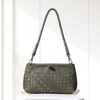 Elin Woven Crossbody Bag in Sage, front view
