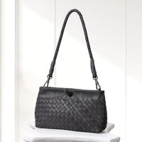 Elin Woven Crossbody Bag in Dark Gray, front view