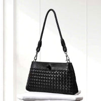 Elin Woven Crossbody Bag in Black, front view