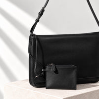 Signe Flap Bag in Black, close-up detail
