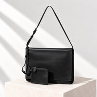 Signe Flap Bag in Black, pouch detail