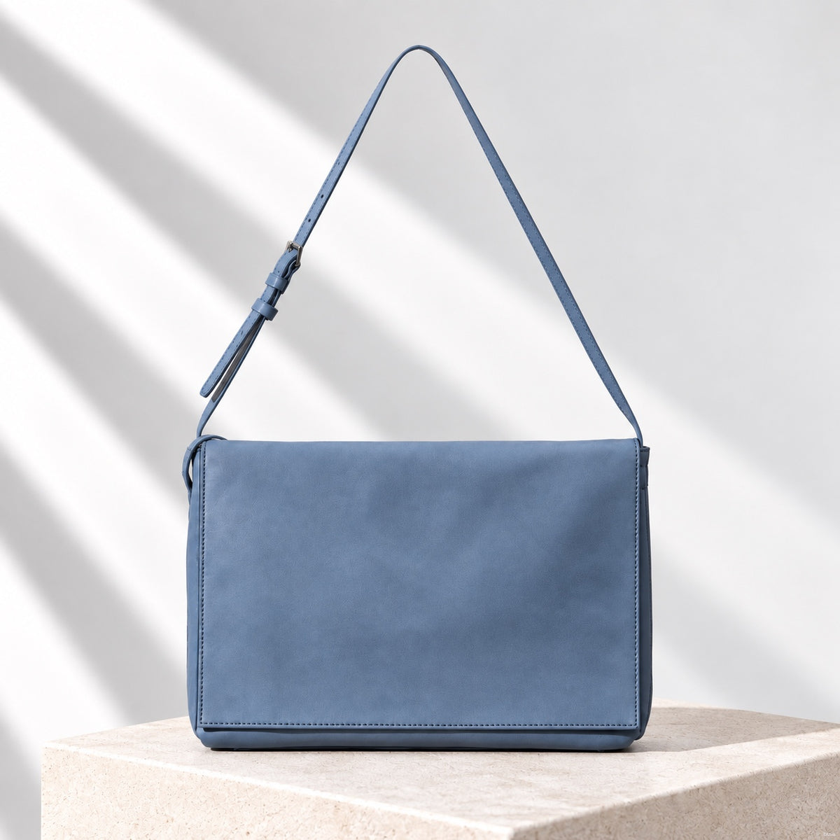 Signe Flap Bag in Dusty Blue, front view