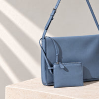 Signe Flap Bag in Dusty Blue, pouch detail