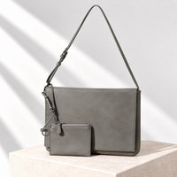 Signe Flap Bag in Moss Green, pouch detail