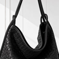 Runa Woven Hobo Bag in Black, woven detail