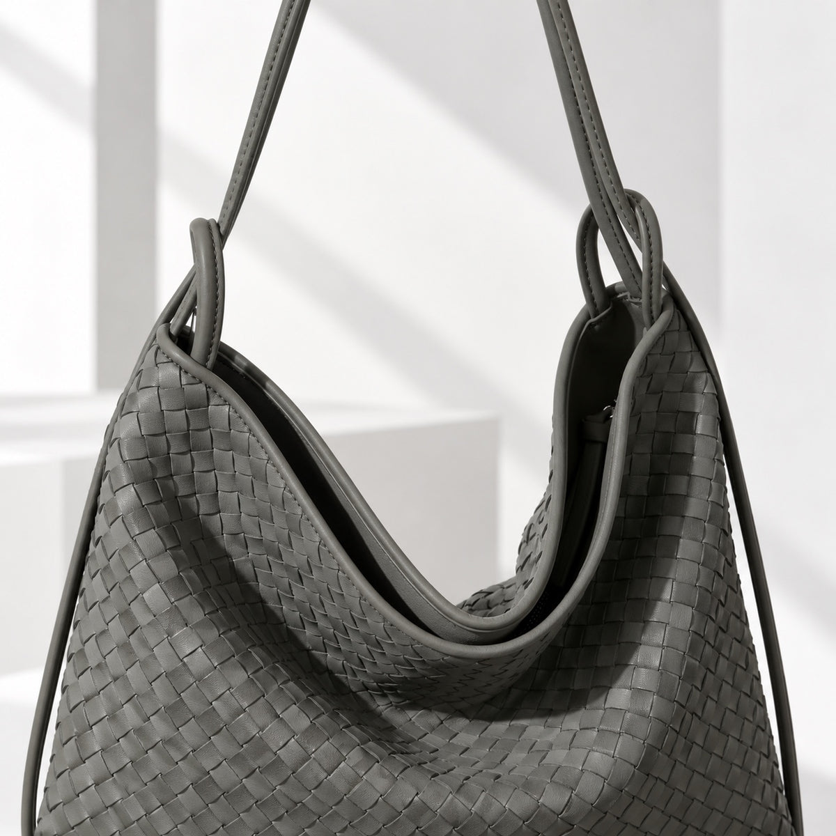 Runa Woven Hobo Bag in Green, woven detail