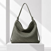 Runa Woven Hobo Bag in Green, front view
