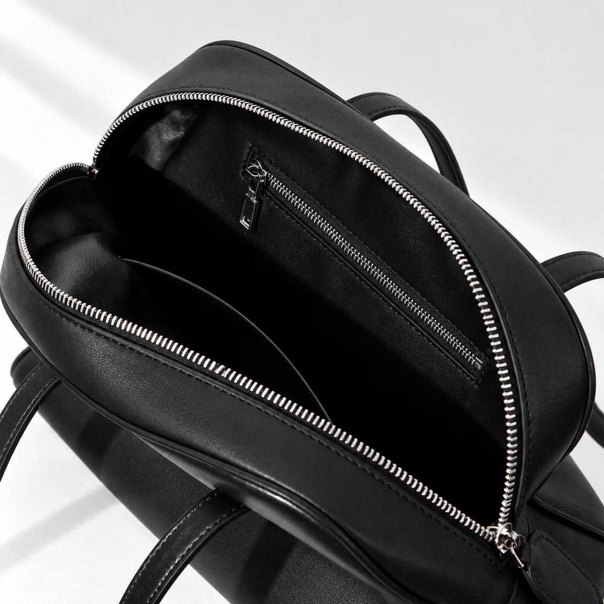 Lena Bowling Bag in Black, interior detail