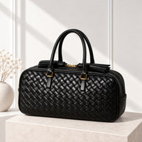 Greta Boston Bag in Black, three-quarter view