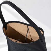 Black Aya Bucket Bag, top and interior detail