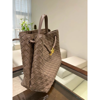 Maren Woven City Tote in Taupe, side view