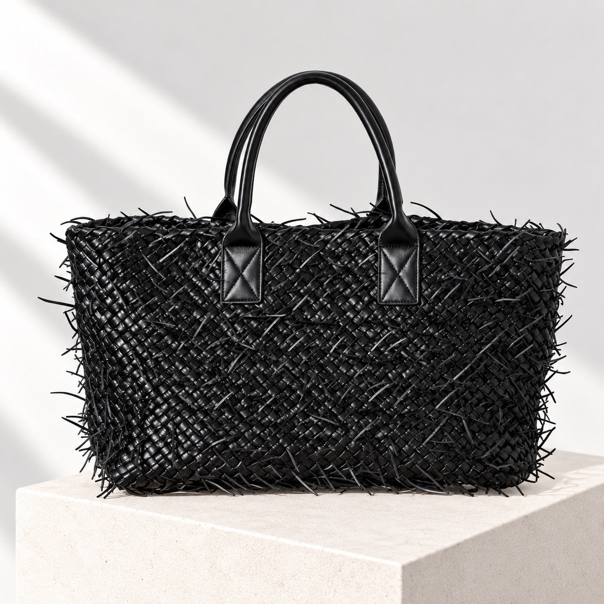 Astrid Fringed Tote in Black
