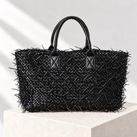 Astrid Fringed Tote in Black