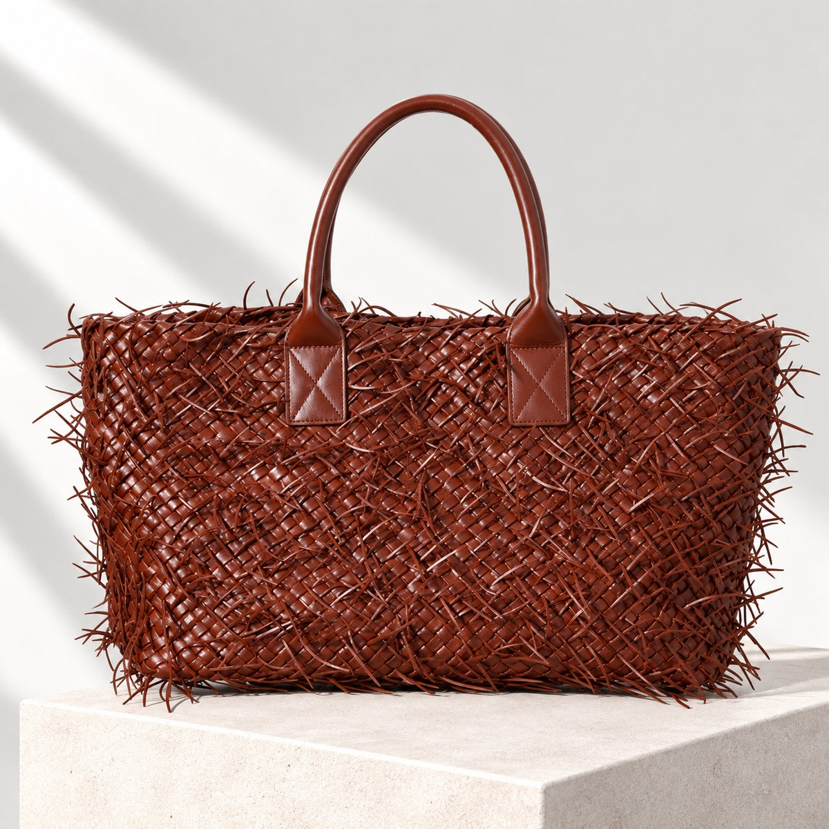 Astrid Fringed Tote in Cognac