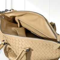 Mette Woven Tote in Beige, interior view