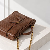 Vera Vanity Bag in Hazelnut, angled top view
