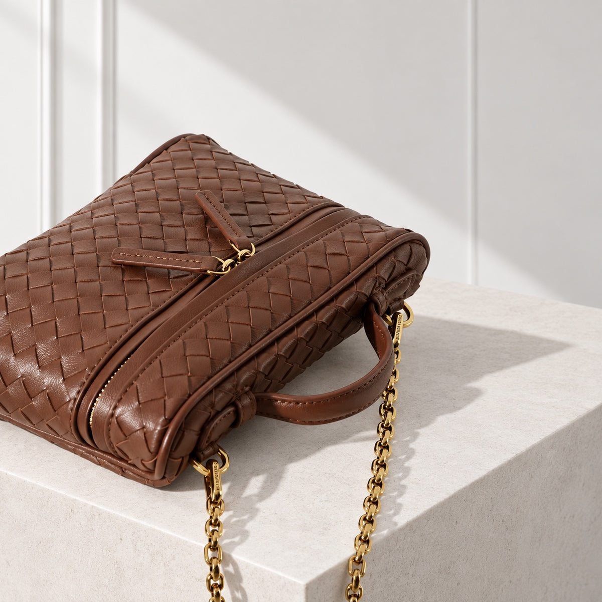 Vera Vanity Bag in Hazelnut, alternate angled top view
