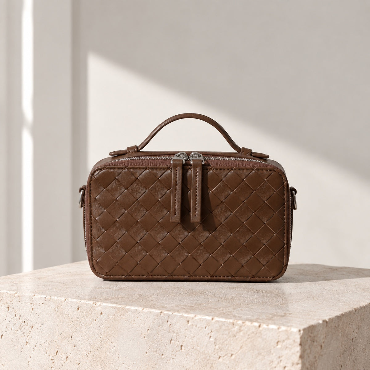 Nola Camera Bag in Brown, front view