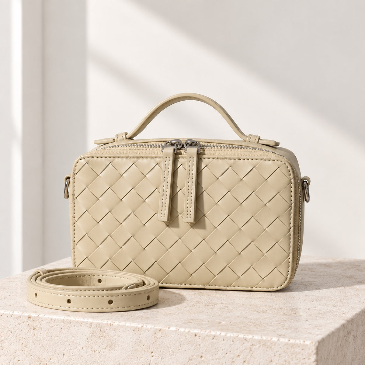 Nola Camera Bag in Cream, with detachable strap