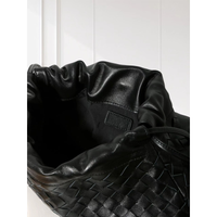 Liv Woven Foldover Bag in Black, interior detail