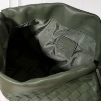 Liv Woven Foldover Bag in Olive, interior detail