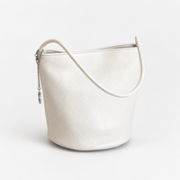 Cleo Smooth Bucket Bag in Ivory, front view