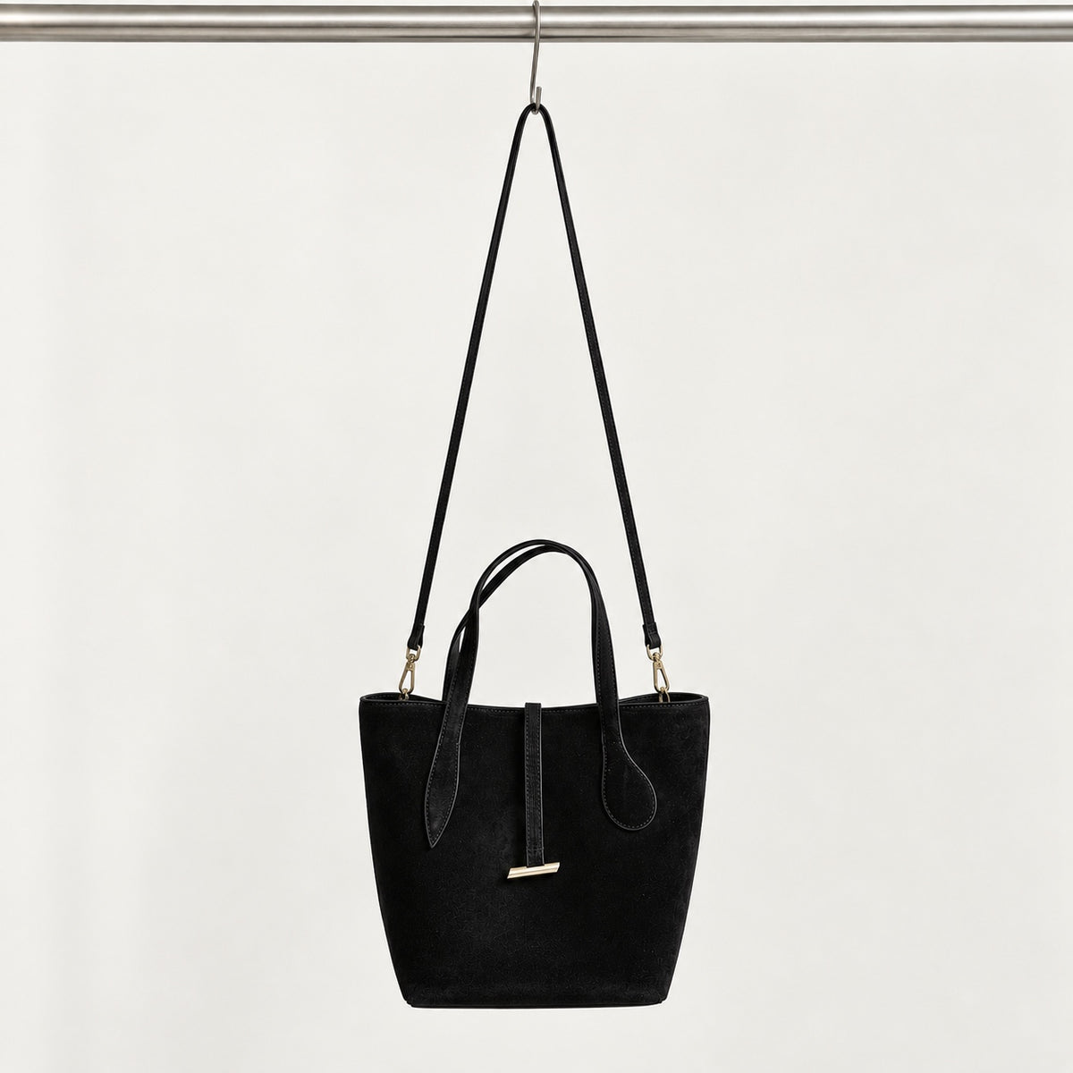 Selma Compact Tote in Black, with detachable long shoulder strap