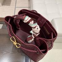 Maren Woven City Tote in Burgundy, interior view