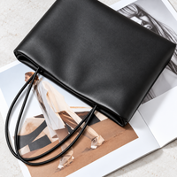 Black Cecily Accordion Handbag, leather detail