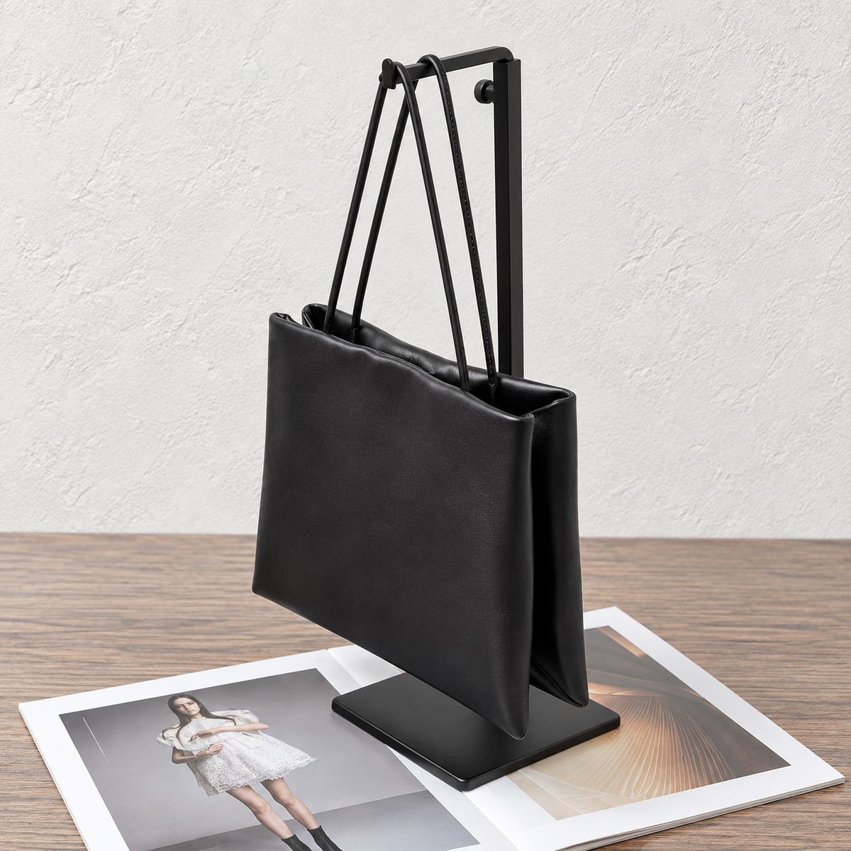 Black Cecily Accordion Handbag, side view