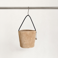 Camel Cleo Suede Bucket Bag, hanging front view