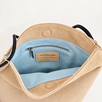 Camel Cleo Suede Bucket Bag, interior detail