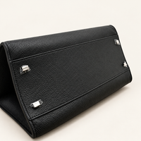 Veda East West Tote, Black base with four silver-tone metal feet