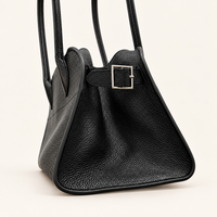 Veda East West Tote, Black side gusset and silver-tone buckle detail